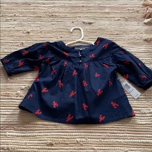 NWT Old Navy cotton navy and lobster top